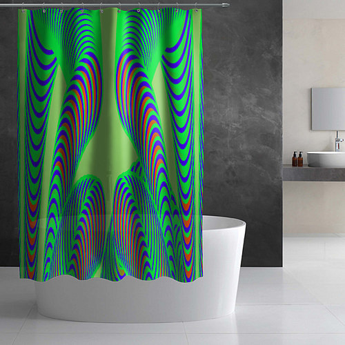 Шторка для ванной Сине-зеленые изгибы / 3D-принт – фото 2