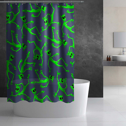Шторка для ванной Инопланетяне паттерн / 3D-принт – фото 2