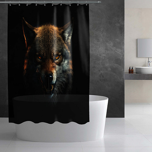 Шторка для ванной Оскал дикого волка / 3D-принт – фото 2