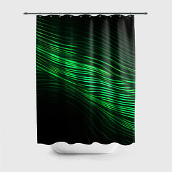 Шторка для душа Green neon lines, цвет: 3D-принт