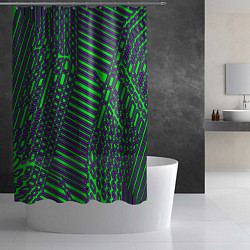 Шторка для душа Кибер сеть ЗелёныйФиолетовый, цвет: 3D-принт — фото 2
