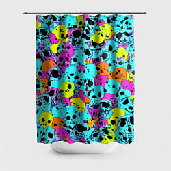 Шторка для душа Паттерн из черепов - поп-арт - иллюзия, цвет: 3D-принт