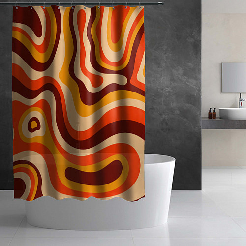 Шторка для ванной Ретро текстура линий / 3D-принт – фото 2