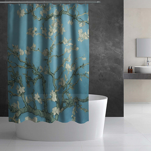 Шторка для ванной Цветущие ветки миндаля - картина ван Гога / 3D-принт – фото 2