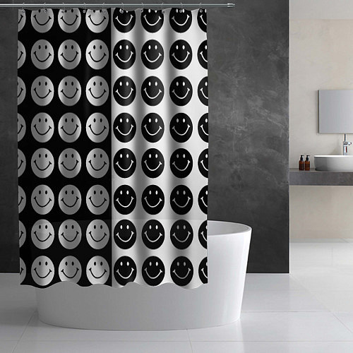 Шторка для ванной Smiley black and white / 3D-принт – фото 2
