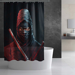 Шторка для душа Портрет сурового ниндзя, цвет: 3D-принт — фото 2