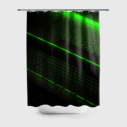 Шторка для душа Зеленая абстракция со светом, цвет: 3D-принт