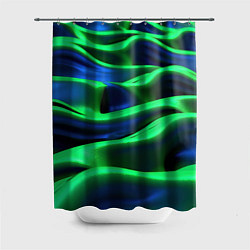 Шторка для душа Зеленые неоновые волны, цвет: 3D-принт