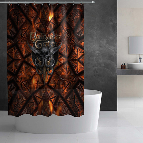 Шторка для ванной Baldurs Gate 3 logo fire / 3D-принт – фото 2