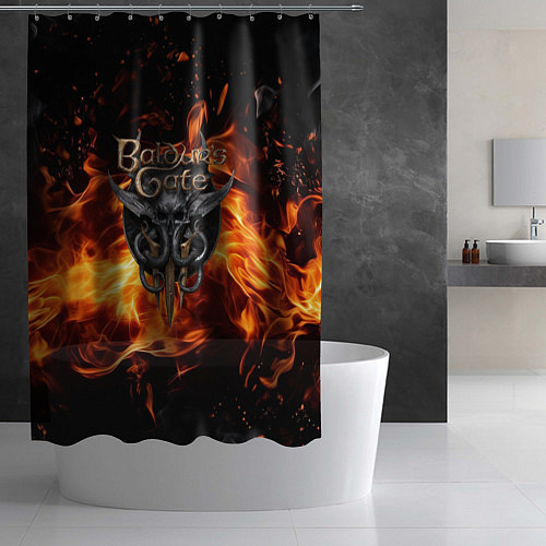 Шторка для ванной Baldurs Gate 3 fire logo / 3D-принт – фото 2