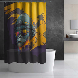 Шторка для душа Горилла авиатор, цвет: 3D-принт — фото 2