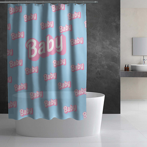 Шторка для ванной Baby - Barbie style: blue pattern / 3D-принт – фото 2