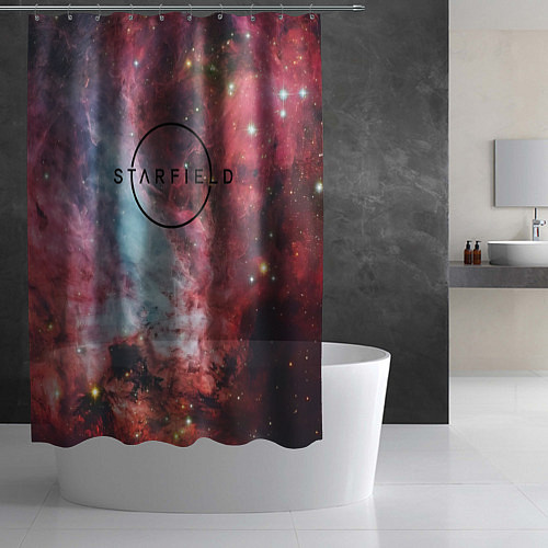 Шторка для ванной Starfield лого космос / 3D-принт – фото 2