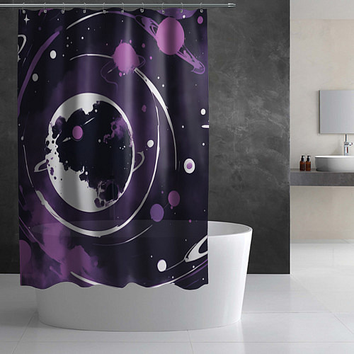 Шторка для ванной Фиолетовый космос - нейросеть / 3D-принт – фото 2