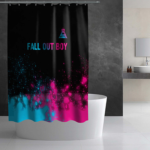 Шторка для ванной Fall Out Boy - neon gradient: символ сверху / 3D-принт – фото 2