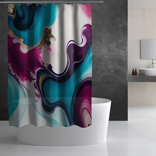 Шторка для ванной Жидкий красочный узор - нейросеть / 3D-принт – фото 2