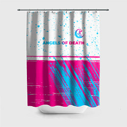 Шторка для ванной Angels of Death neon gradient style: символ сверху