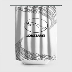 Шторка для душа Jaguar speed на светлом фоне со следами шин, цвет: 3D-принт