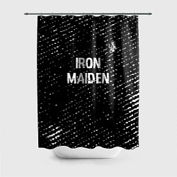 Шторка для душа Iron Maiden glitch на темном фоне: символ сверху, цвет: 3D-принт