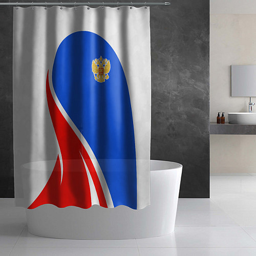 Шторка для ванной Герб РФ - white sport / 3D-принт – фото 2