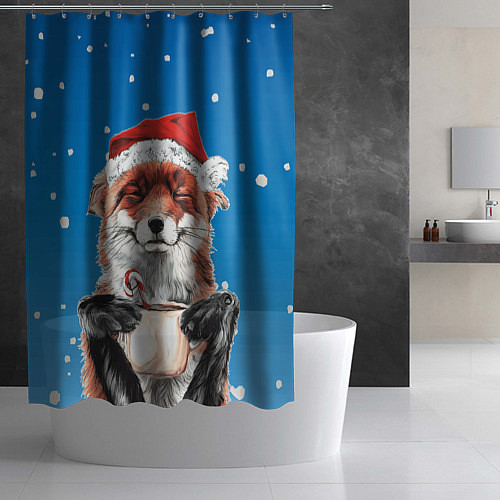 Шторка для ванной Рождественский свитер с лисой / 3D-принт – фото 2