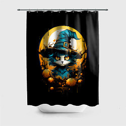 Шторка для душа Синий кот колдун, цвет: 3D-принт