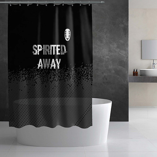 Шторка для ванной Spirited Away glitch на темном фоне: символ сверху / 3D-принт – фото 2