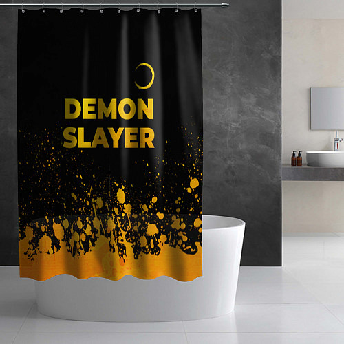 Шторка для ванной Demon Slayer - gold gradient: символ сверху / 3D-принт – фото 2
