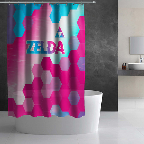 Шторка для ванной Zelda neon gradient style: символ сверху / 3D-принт – фото 2