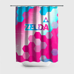 Шторка для ванной Zelda neon gradient style: символ сверху