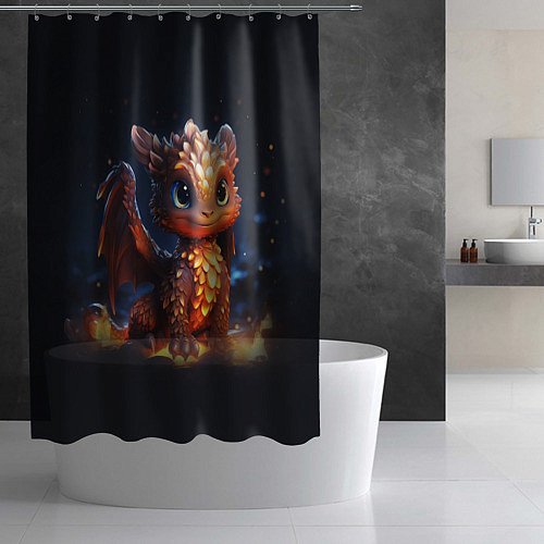 Шторка для ванной Котик дракоша / 3D-принт – фото 2