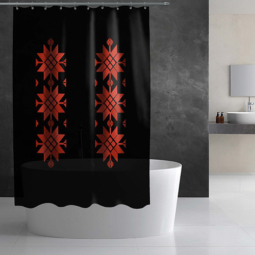 Шторка для ванной Удмуртский - вертикаль black 2 / 3D-принт – фото 2