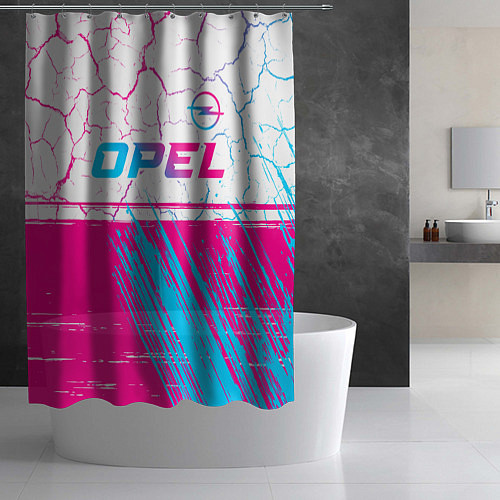 Шторка для ванной Opel neon gradient style: символ сверху / 3D-принт – фото 2
