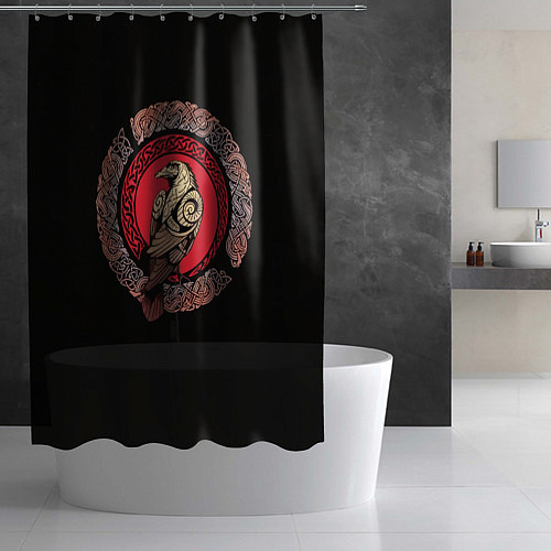 Шторка для ванной Тату скандинавский орел - кельтская плетенка / 3D-принт – фото 2