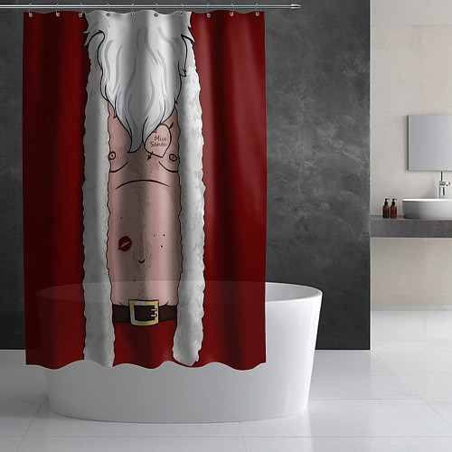 Шторка для ванной Прикольный костюм санта клауса - голое тело / 3D-принт – фото 2