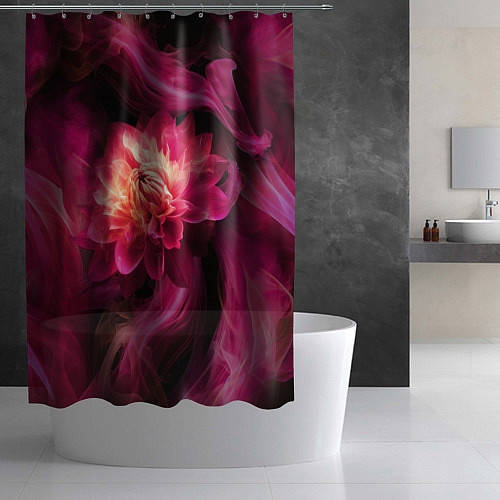 Шторка для ванной Розовый цветок в огне - нейросеть / 3D-принт – фото 2