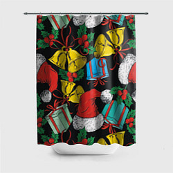 Шторка для ванной Узор с рождественскими колокольчиками