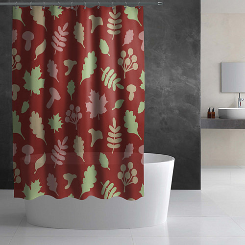 Шторка для ванной Осень - бордовый 3 / 3D-принт – фото 2