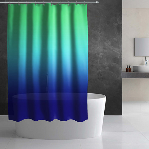 Шторка для ванной Градиент зелёно-синий / 3D-принт – фото 2