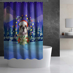 Шторка для душа Новогодний пёс, цвет: 3D-принт — фото 2