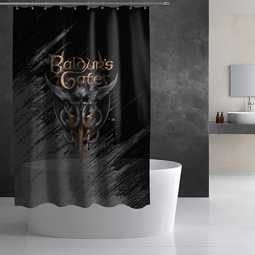 Шторка для ванной Балудрс гейт лого - черно-белый / 3D-принт – фото 2