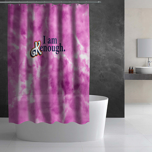 Шторка для ванной I am kenough - розовый тай-дай / 3D-принт – фото 2