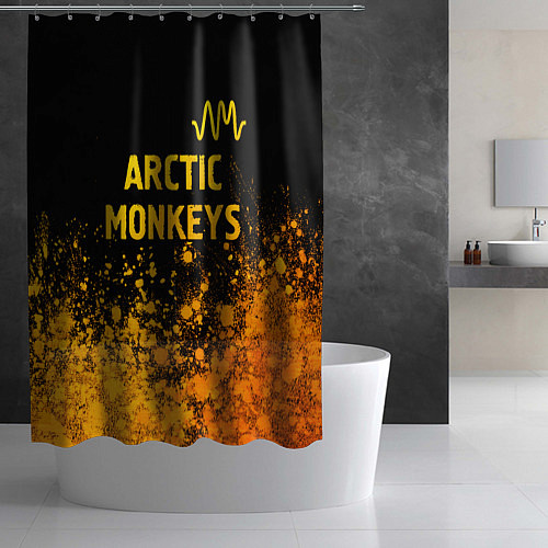 Шторка для ванной Arctic Monkeys - gold gradient: символ сверху / 3D-принт – фото 2