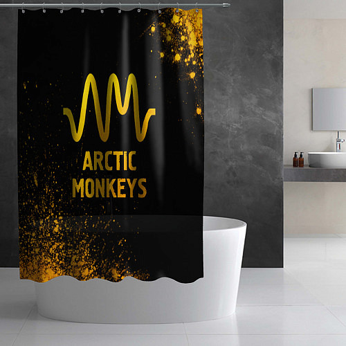 Шторка для ванной Arctic Monkeys - gold gradient / 3D-принт – фото 2