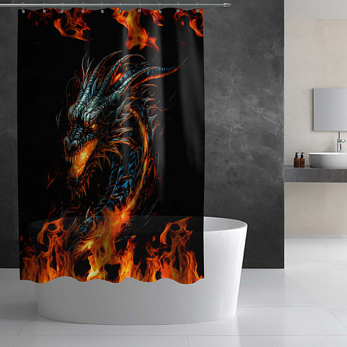 Шторка для ванной Свирепый огненный дракон 2024 / 3D-принт – фото 2