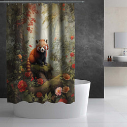 Шторка для душа Красная панда в лесу, цвет: 3D-принт — фото 2