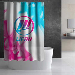 Шторка для душа Lifan neon gradient style, цвет: 3D-принт — фото 2