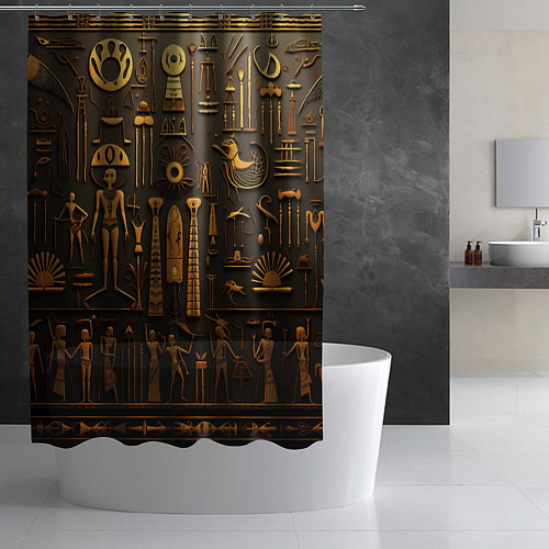 Шторка для ванной Арт в стиле египетских письмен / 3D-принт – фото 2