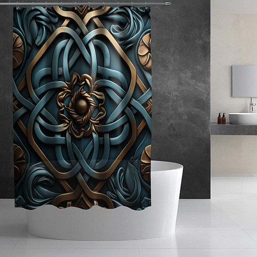 Шторка для ванной Симметричный орнамент в кельтской стилистике / 3D-принт – фото 2