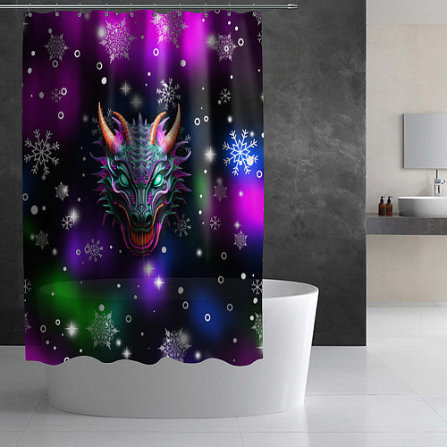 Шторка для ванной Неновый дракон / 3D-принт – фото 2